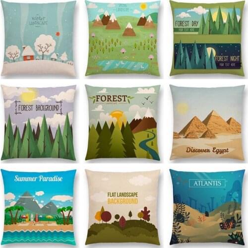 Nature Field Wild Mountain River Forest Season Spring Summer Autumn Winter Travel Colorful Cushion Cover Nice Pillow Case
