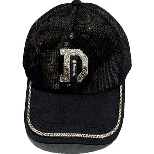 Sequin Diamond Unisex Caps Rhinestone Baseball Cap Snapback Baseball Hat Hip hop hat Girls Women Men D Letter Mesh Caps