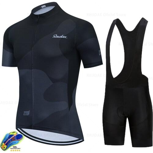 Cycling Jersey Set 2021 Team Raudax Bicycle Short Sleeve Cycling Clothing Bike Maillot Cycling Jersey Bib Shorts Men Cycling