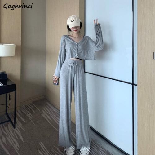Sets Women Autumn 3 Piece Outfit Solid Simple All-match Leisure Casual Students Comfortable Fashion Loose Korean Style Elegant