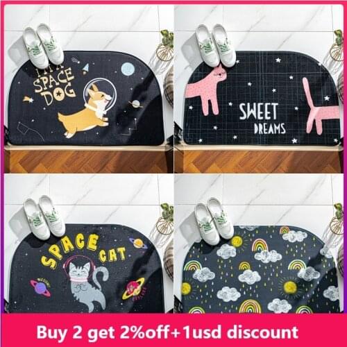 Bathroom Doormat Carpet Entrance Floor Mat Non-slip Mat Cartoon Cat Fish Kitchen Living Room Rug Pet Absorbent Bath Tub Mat