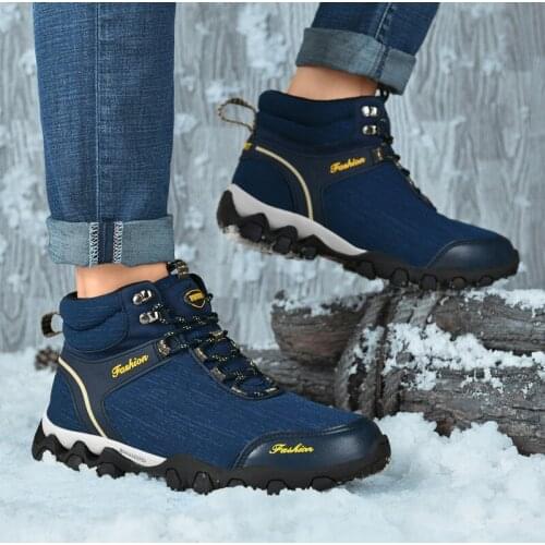 Hiking Winter Boots Men Waterproof Warm Fur Trekking Hunting Shoes for Men Outdoor Camping Sport Fishing Camping Sneakers Male