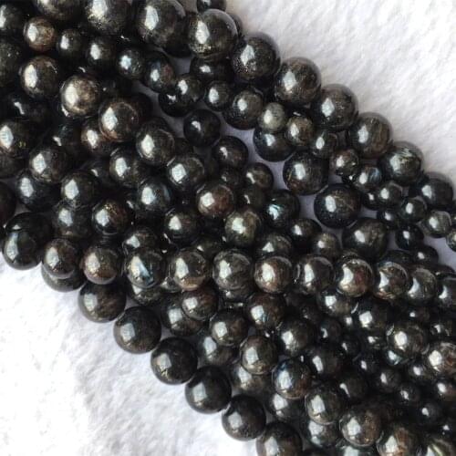 3pcs Natural Genuine Black Astrophyllite Round Loose Gemstone Stone Beads 6mm 8mm 10mm 12mm 15"