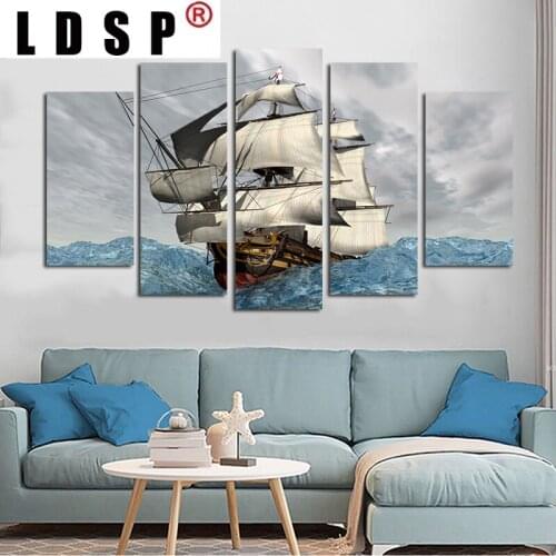 LDSP Abstract Sailboat Sea Clouds Posters Canvas Painting Print Impressionist Landscape Wall Art Pictures Living Room Home Decor