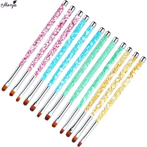 Monja 3Pcs Marble Pattern Nail Art Acrylic UV Gel Extension Builder Painting Brush Flower Petal Design Drawing Pen Manicure Tool