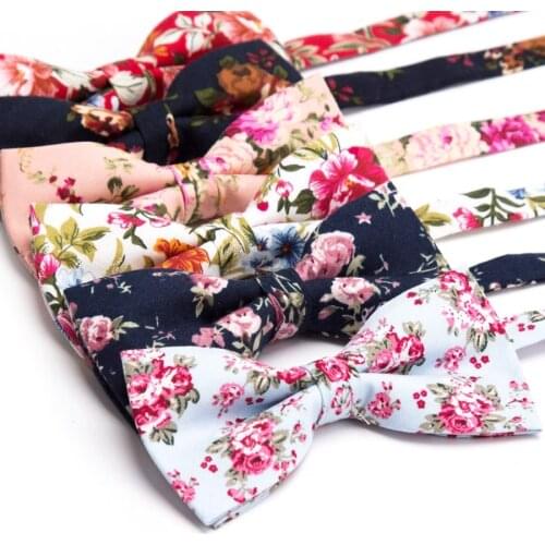 Mens bow tie cotton printing fashion neck ties Rose floral wedding Parties bowtie noeud papillon homme mariage shirt Accessories