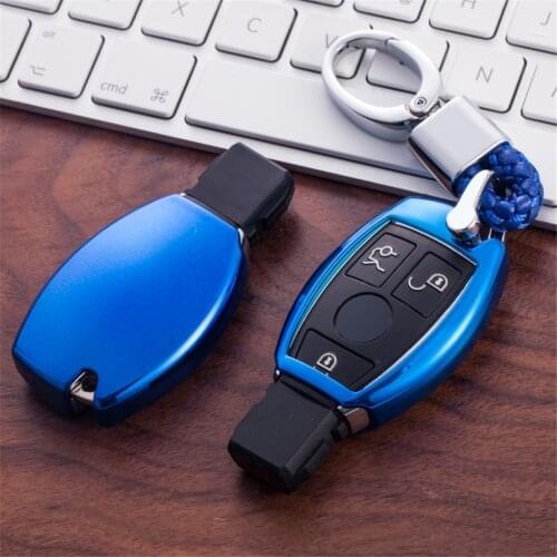 Soft TPU Car Key Cover Case Shell Fob For Mercedes Benz Accessories W204 W203 W205 W210 W211 W202 Hand-woven Keychain Keyring