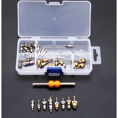 40Pcs Car Air Conditioning A/C Valve Core R134 Remover Assortment Kit Voiture A/C Tire Valve Cores Removal Tool Car Styling