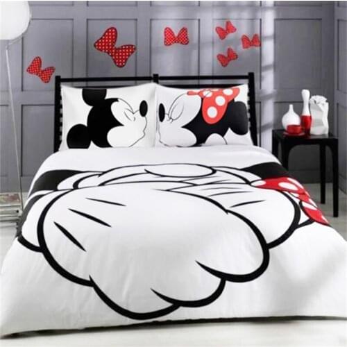 Mickey Minnie Mouse 3D Printed Bedding Sets Adult Twin Full Queen King Size White Black Bedroom Decoration Duvet Cover Set gift