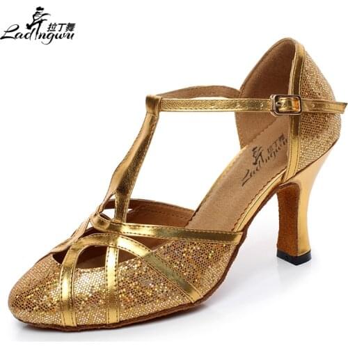 New Brand Free Shipping Golden/Silver/Black/Blue Flash+PU Ballroom Latin Dance Shoes Salsa Dance Shoes Heel 5cm/6cm/8.3cm