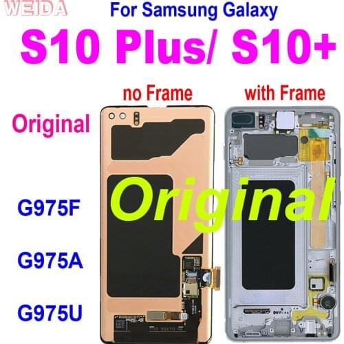Original LCD For Samsung Galaxy S10 Plus S10+ G975A G975U G975F LCD Display Touch Screen Digitizer Assembly for S10 Plus LCD