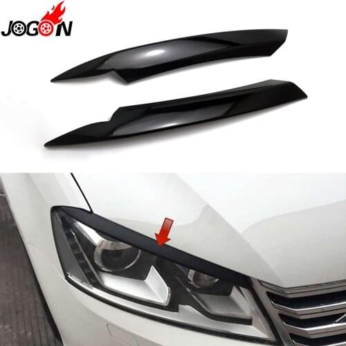 Piano Black For Volkswagen VW Passat B7 2010 - 2014 Car Headlight Head Lamp Light Eyelid Eyebrow Stickers Cover Trim Accessories