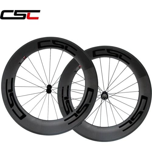 CSC 700C full carbon 23mm width 88mm tubular bicycle wheels with Poweway R13 hub