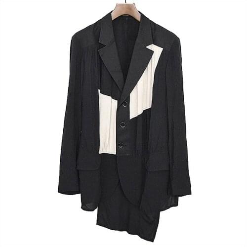 S-6XL!!The mens suit stitching spring and summer thin drape show