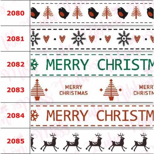 16mm-75mm Christmas Series Santa Claus Cartoon Bird Printed Grosgrain/Foe Ribbon Snowflake DIY Hair Bow Party Decor 50yards/roll