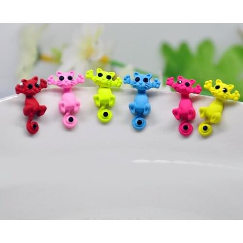 New Multiple Color Classic Fashion Kitten Animal brincos Jewelry Cute Cat Stud Earrings For Women Girls Dropshipping