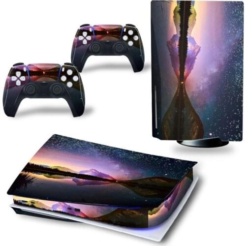 1 Set Stickers Starry Sky Style Anti-scratch PVC Protective Cover Decal Skins for PS5 Standard Disc Edition Console Controller