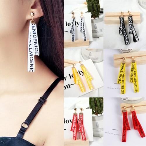 Super Popular Tide Female Earrings Personality Letter Cloth Earrings Long Ribbon Earrings New Ethnic Jewelry for Women Gifts