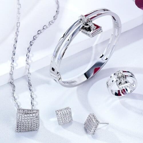 GODKI Hiphop Cuban Link Natural Stone Dubai Bridal Jewelry Set For Women Wedding Party CZ Zircon Crystal Indian Neckalce Earring