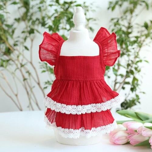 Thin Dog Dress Cat Skirt Summer Pet Dog Clothes Lace Dresses Yorkshire maltese Pomeranian Poodle Bichon Costumes Pet Apparel XS