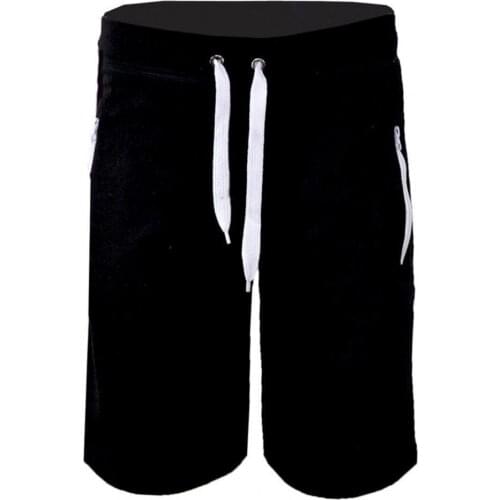 Solid Color Drawstring Elastic Waist Zipper Pockets Short Pants Sports Shorts Sportswear for Running
