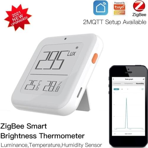 Tuya Zigbee Smart Brightness Thermometer Real-time Light Sensitive Smart Home Temperature and Humidity Detector with Zigbee Hub