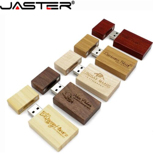 JASTER (1 pcs free LOGO) Wooden block USB Flash Drive red wood pendrive 4GB 8GB 16GB 32GB 64GB Memory Stick wedding gift
