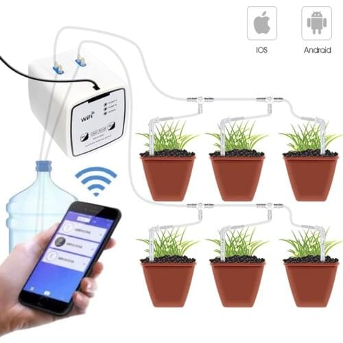 WIFI Remote Control Intelligent Watering Device Automatic Drip watering Home Orchard garden double pump 15/20 pot irrigation set