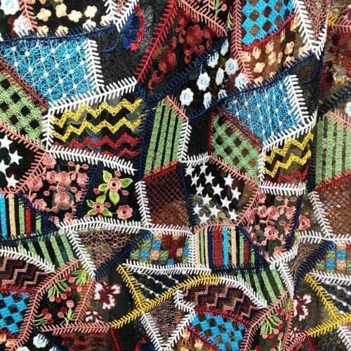 High grade NEW Multicolor flower mesh embroidery lace fabric DIY accessories Evening dress fashion clothing fabric X0411