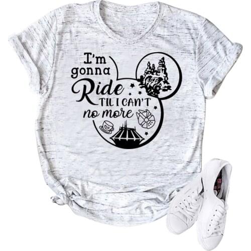 Women Casual T-shirt I'm Gonna Ride Til I Can't No More Shirt Funny Graphic Tee Cute Trip Shirts Matching Vacation Tee Tops
