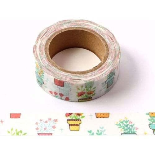10pcs/lot Decorative Cute Potted plants Washi Tapes DIY Scrapbooking Bullet Journal Adhesive Masking Tape Kawaii Papeleria