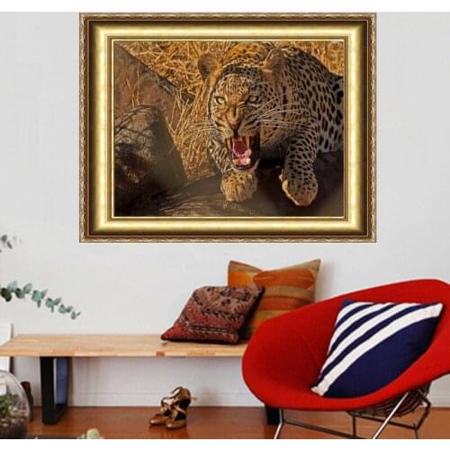 2018 Promotion Wild Tiger Predator Teeth Diy Diamond Painting Square Full Drill Rhinestone Past Wedding Decoration Needlework