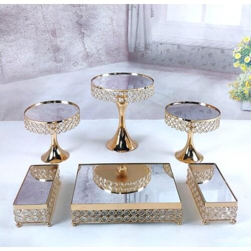 3 Pcs Gold Silver Electroplate Cake Stand Set Mirror Metal Cupcake Display Wedding Birthday Party Dessert Plate Rack