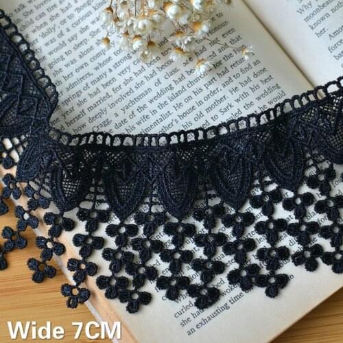 7CM Wide Exquisite White Water Soluble Embroidered Lace Dress Guipure Tassel Fringe Trim Home Curtains Clothing Sewing Material