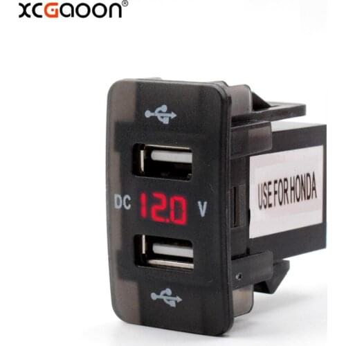 XCGaoon Dedicated 5V 4.2A Dual USB Port Car Charger with LED Voltmeter Fast Charging Auto Adapter Socket For HONDA fit 12V-24V