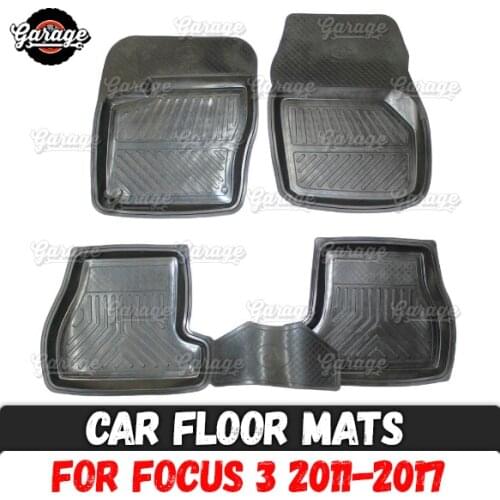 Car floor mats case for Ford Focus 3 2011-2017 rubber 1 set / 4 pcs or 2 pcs accessories protect of carpet decoration