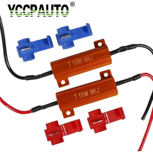 2Pcs 50W 6Ohm 8Ohm LED Decoder P21W PY21W T20 W21W LED Car Light Load Resistor Caubus Cable Error Canceller Anti-Flicker Decoder