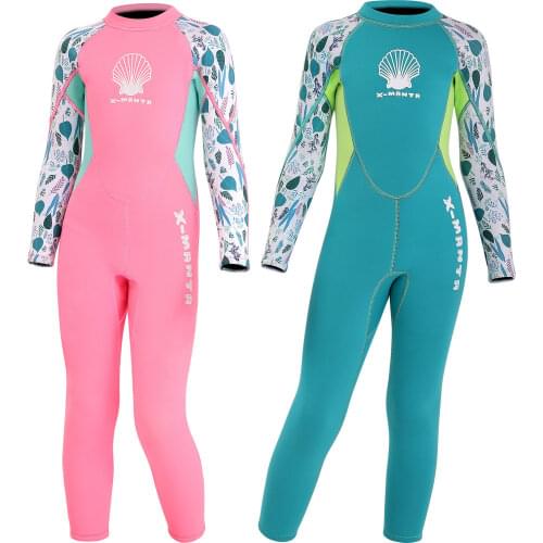 Girl Kids One-Piece Swimsuit Full Body Long-Sleeved Wetsuit 3.5mm UV Protection Thermal Quick-Dry Suit Zipper Clothing Swimsuit