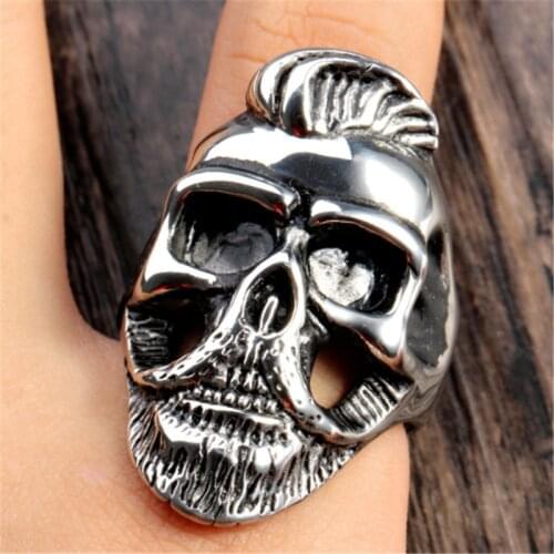 European and American stainless steel jewelry Mens jewelry Elvis Presley titanium steel skull ring