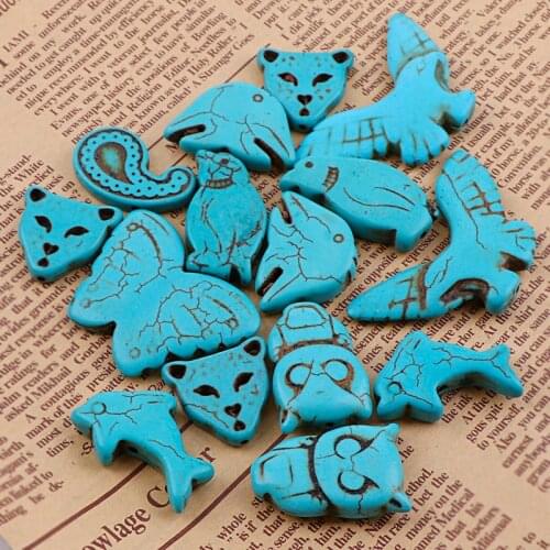 Manmade Stone Sky Blue Turquoises Howlite Mixed Shaped Loose Spacer Seed Stones Beads DIY Bracelets Necklace Jewelry Findings