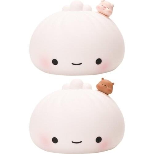 Changing Rechargeable Silicone Night Light Cute Animal Shaped Soft Silicone Buns Night Supplies Easy Sleeping Tool