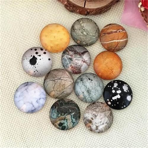 Julie Wang 8-30mm Glass Cabochons Mixed Stone Rock Crack Pattern Fat Back Round Demo Jewelry Making Accessory