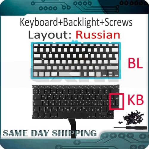 New for Apple Macbook Air 13" A1369 A1466 Russian Russia RU Keyboard (Big Enter)+Backlight Backlight 2011-2017 Years