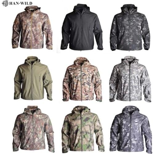 Male Jacket Outdoor Soft Shell Fleece Mens and Womens Windproof Waterproof Breathable Thermal Youth Hooded Military Jacket