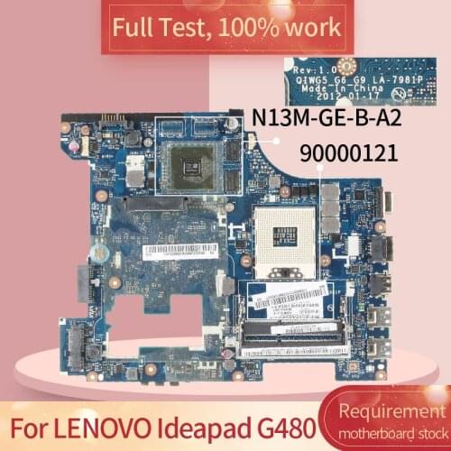 LA-7981P Notebook Mainboard For LENOVO G480 GT610M 14' Inch HM75 Laptop Motherboard N13M-GE-B-A2 QIWG5 G6 G9 LA-7981P