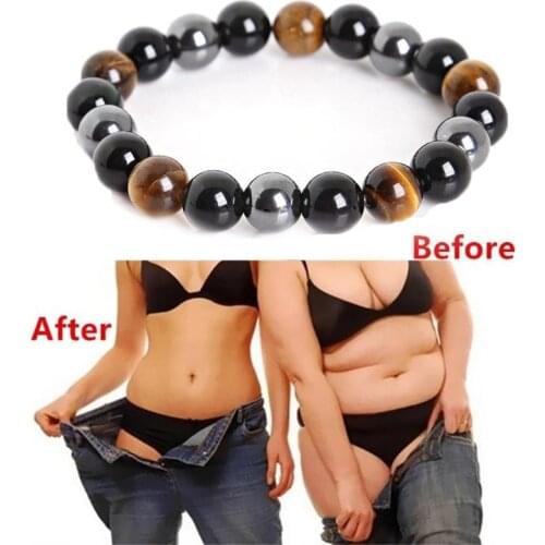Magnetic Tiger Eye Beaded Bracelet Hematite Black Obsidian Stone Bracelet For Couples Unisex Health Balance Healing Jewelry
