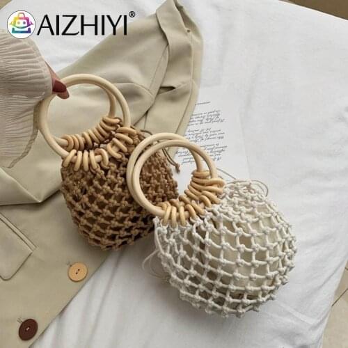 Mini Hollow Top-Handle Handbag Retro Women Solid Color Woven Purse Casual Ladies Small Beach HandBags Women Summer Bags