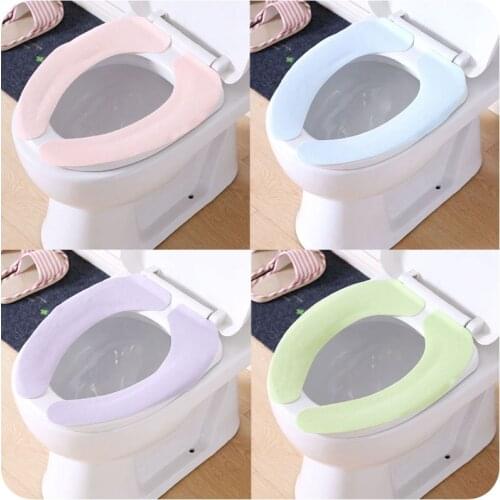 Washable Toilet Mat Seat Cover Pad Sticky Household Reuseable Soft Toilet Seat Cover Warm Bathroom Accessories