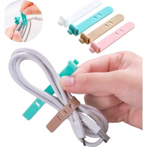 Soft Silicone Straps Data Cable Tape USB Wire Cable Tie Cable Organizer For Iphone Android Charging Earphone Bobbin Winder
