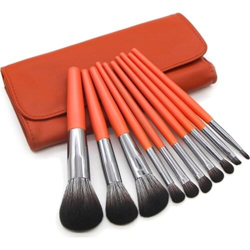 Simple Makeup Brushes Set Cosmetics 10x Candy Color Makeup Face Contour Brush for Blush Eyeshadow Foundation Powder